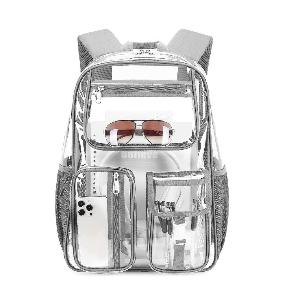 Clear Backpack TPU 16X11X5in Large Plastics bookback See-Through Transparent🙊